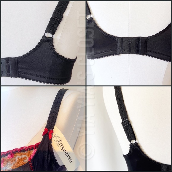 Empreinte 32C Rose 08129 Black/Red Underwire Balcony/Demi Lace Bra - NEW Pin-Up - Picture 14 of 15